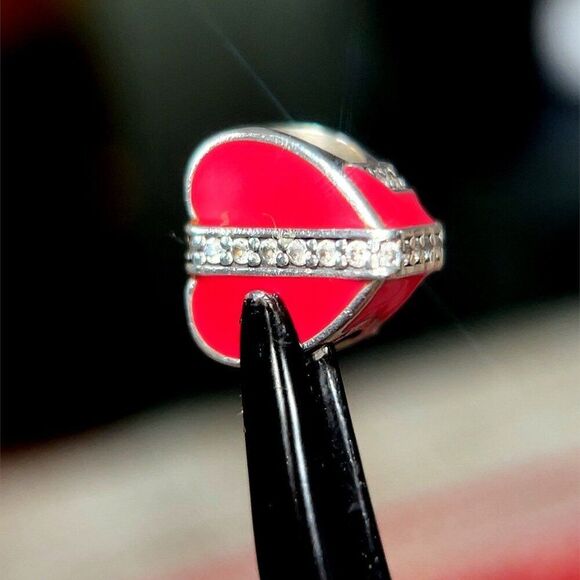 Pandora Pink Enamel Wrapped Cz Heart Charm - Picture 3 of 3